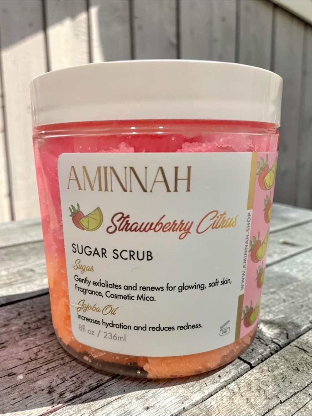 Aminnah AMNH Strawberry Citrus Pink & Orange Sugar Scrub NWT